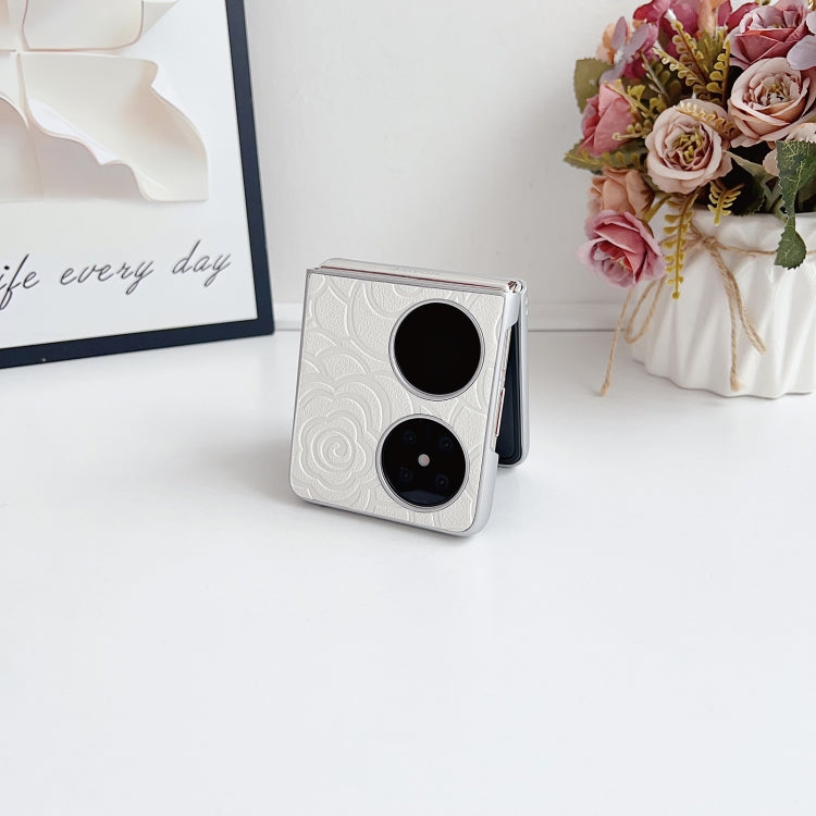 Funda para Teléfono Huawei Pocket 2 con Diseño de Cuadros Camellia para PC (Blanca)