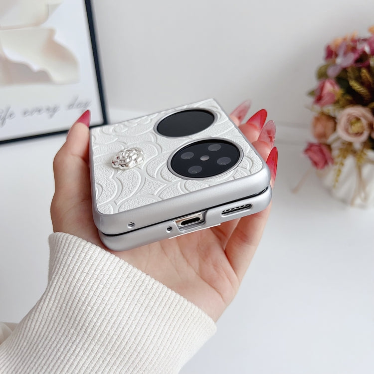Funda para Teléfono Huawei Pocket 2 con Diseño de Cuadros Camellia para PC (Blanca)