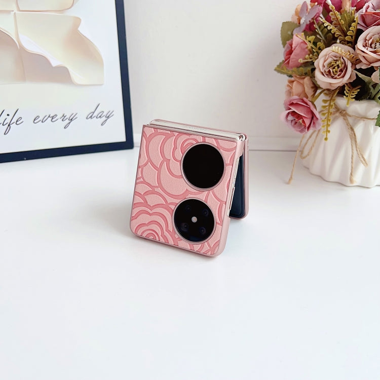 Funda para Teléfono Huawei Pocket 2 con Diseño de Cuadros Camellia y PC (Rosa)