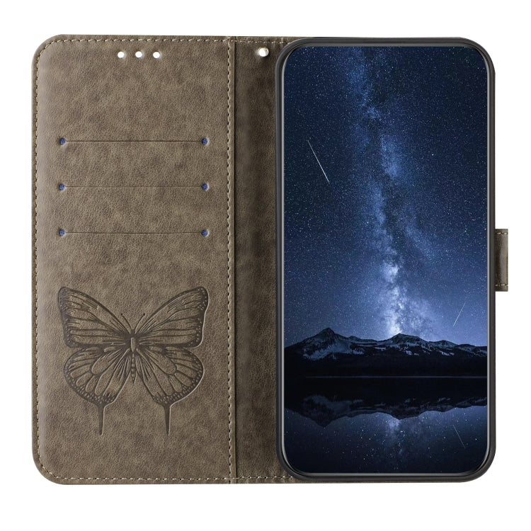 Funda de Cuero Cubot A10 Diseño Mariposa En Relieve (Gris)