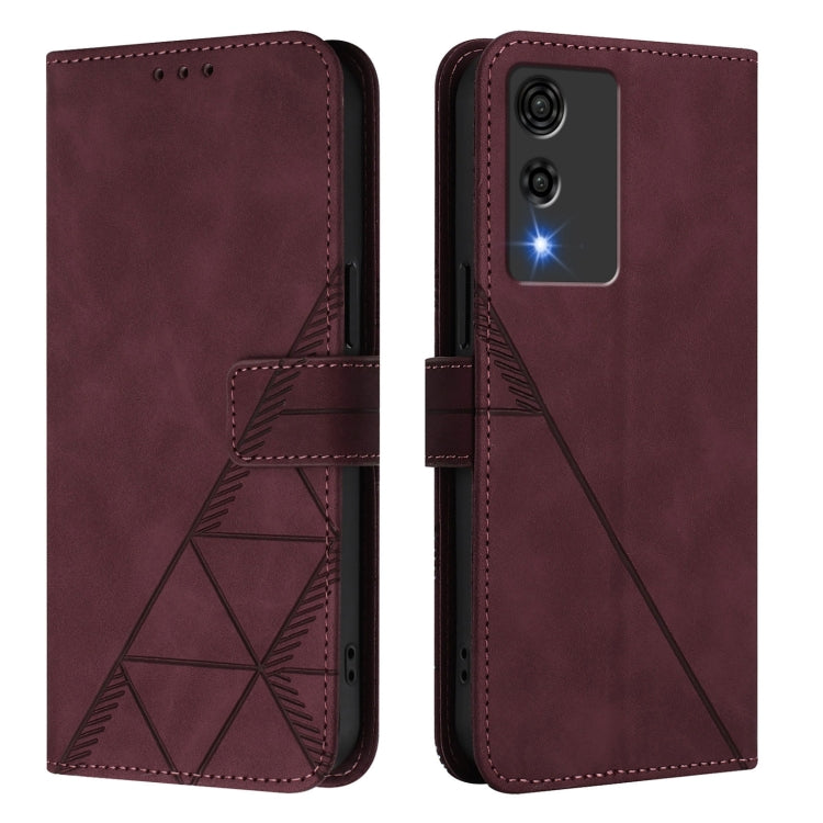 Funda de Cuero con Tapa y Relieve 3D para Cubot A10 (Rojo Vino)
