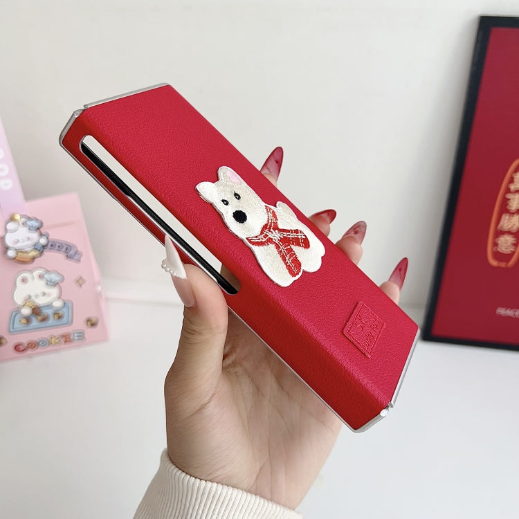 Funda Protectora Huawei Mate Xs 2 con Diseño de Lichi y Piel Sintética (Roja)