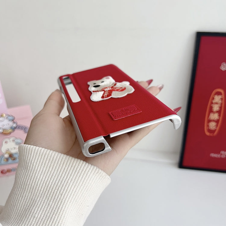 Funda Protectora Huawei Mate Xs 2 con Diseño de Lichi y Piel Sintética (Roja)