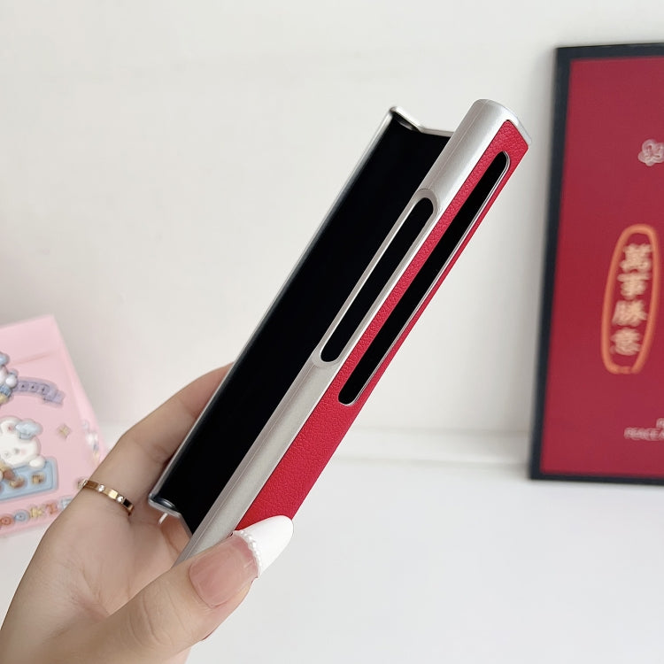Funda Protectora Huawei Mate Xs 2 con Diseño de Lichi y Piel Sintética (Roja)