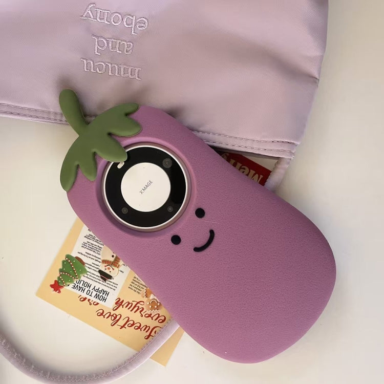 Funda de Silicona Huawei Mate 60 Pro con Dibujos 3D de Berenjena (Morado)