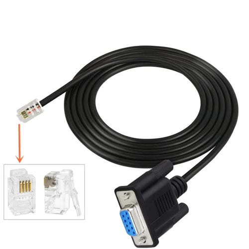 Cable Adaptador DB9 a RJ9 4P4C RS232 con Cabezal de Cristal Telefónico, Longitud 1,8 m (Negro)