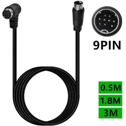 Cable Adaptador de Audio para TV 9 Pines Mini Din Curvo 1,8 Metros (Negro)