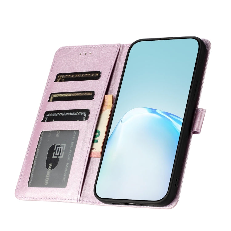 Funda de Cuero con Tapa Horizontal y Textura de Seda para OnePlus 13 (Rosa)