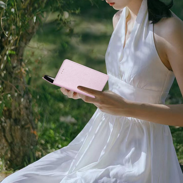 Funda de Cuero con Tapa Horizontal y Textura de Seda para OnePlus 13 (Rosa)