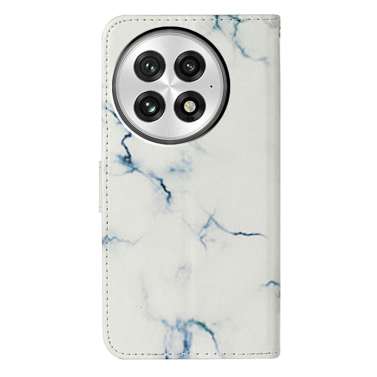 Funda de Cuero para OnePlus 13 con Patrón Mármol y Dibujo de Colores (Mármol Blanco)