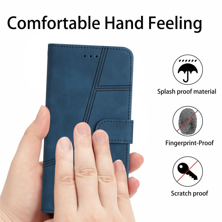 Funda de Cuero con Costuras para OnePlus 13 (Azul) Tacto Agradable