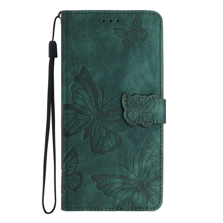Funda de Piel con Relieve de Mariposa para OnePlus 13 (Verde)