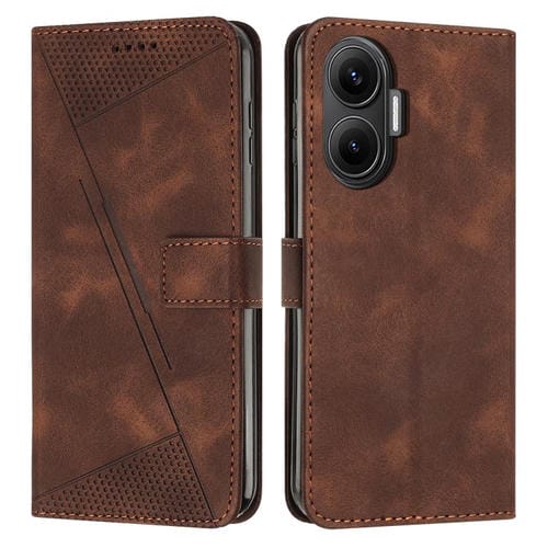 Funda de cuero triangular con cordón para Xiaomi Poco F7 Dream (marrón)