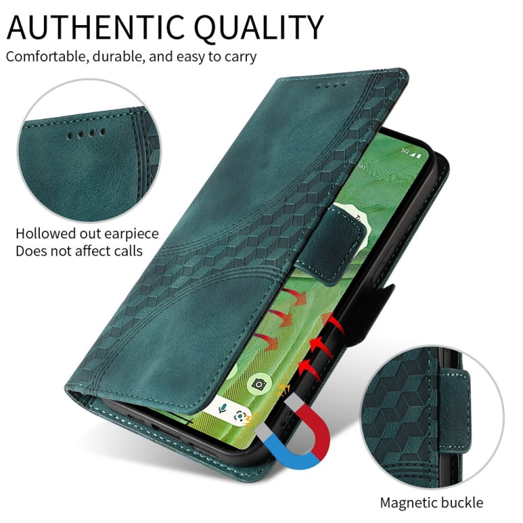 Funda de Cuero Huawei Nova 13 Pro con Rombos en Relieve y Estrellas (Verde)