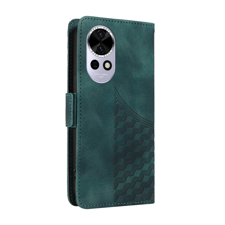 Funda de Cuero con Rombos En Relieve y Estrellas para Huawei Nova 13/Nova 12 (Verde)