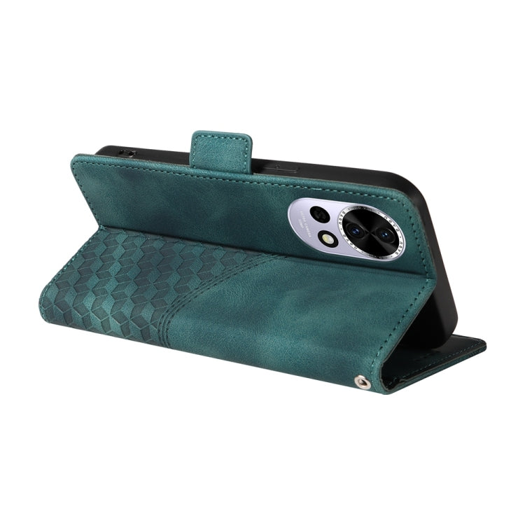 Funda de Cuero con Rombos En Relieve y Estrellas para Huawei Nova 13/Nova 12 (Verde)