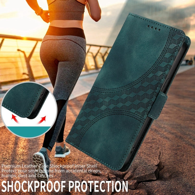 Funda de Cuero con Rombos En Relieve y Estrellas para Huawei Nova 13/Nova 12 (Verde)