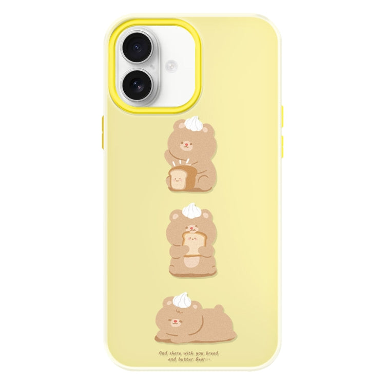 Funda híbrida TPU Policarbonato iPhone 16 Tacto Sedoso (Oso de Pan Amarillo)