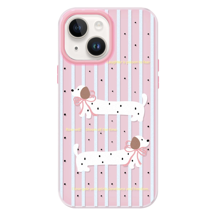 Funda híbrida TPU y PC iPhone 15 Plus Tacto Sedoso (Puppy Yellow)