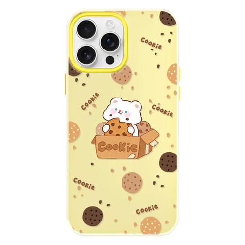 Funda híbrida TPU Policarbonato iPhone 16 Pro Max Tacto Sedoso (Oso Galletas Amarillo)
