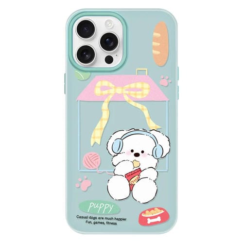 Funda híbrida TPU Policarbonato iPhone 13 Pro Max Patatas Fritas Cachorro (Verde Claro)