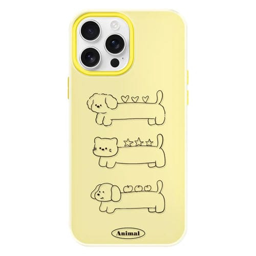 Funda híbrida TPU y Policarbonato iPhone 13 Pro Max Líneas de Animales (Amarillo)