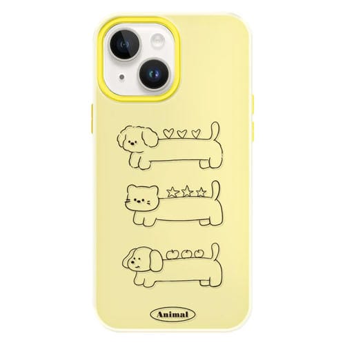 Funda híbrida TPU y PC para iPhone 13 Líneas de Animales (Amarillo)