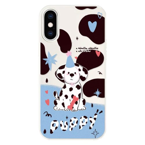 Funda híbrida TPU y Policarbonato iPhone X/Xs Tacto Sedoso (Cachorro con Manchas Blancas)