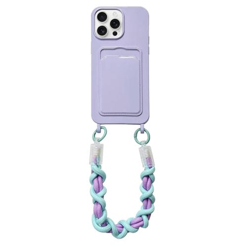 Estuche para Teléfono Dopamina para iPhone 16 Pro Max con Ranura para Tarjeta y Cordón (Morado)