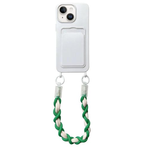 Funda para Teléfono Dopamina para iPhone 14 Plus con Ranura para Tarjeta y Cordón (Blanco)