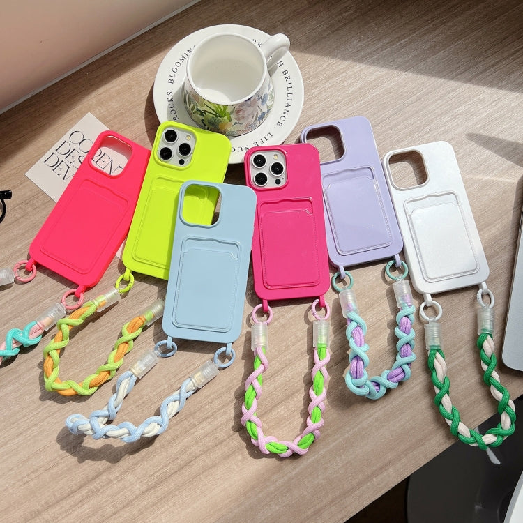 Estuche para Teléfono Dopamina iPhone 13 Pro con Ranura para Tarjeta y Cordón (Morado)