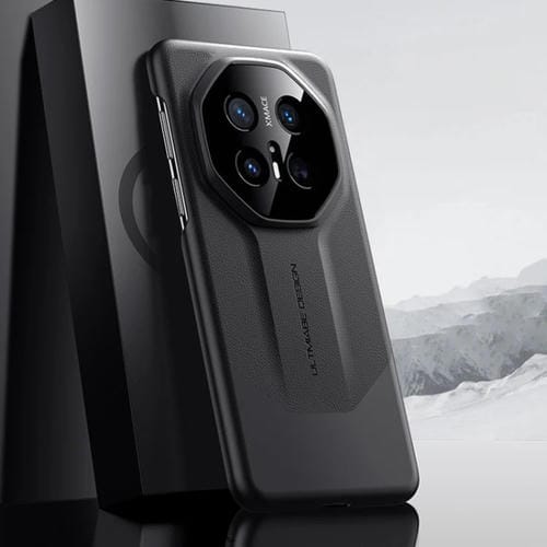 Funda de Cuero Híbrida Huawei Mate 70 Rs Ultimate Imitation Diseño PC (Negra)