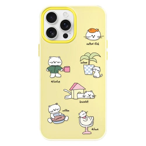 Funda híbrida TPU y Policarbonato para iPhone 16 Pro Max (Daze Cat Yellow)