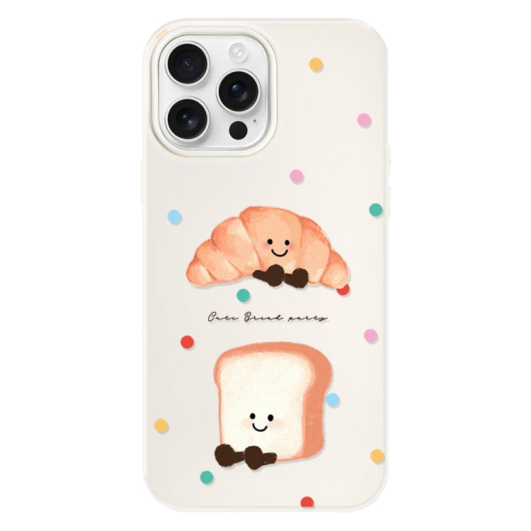 Funda Híbrida TPU Policarbonato iPhone 16 Pro Max Tacto Sedoso (Pan con Lunares y Blanco)