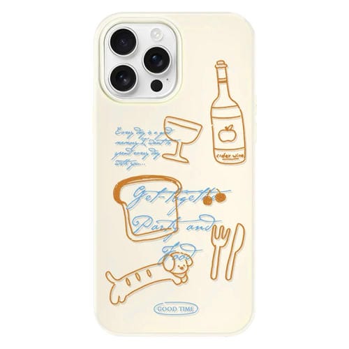 Funda híbrida TPU Policarbonato iPhone 16 Pro Max Party Line Dog White