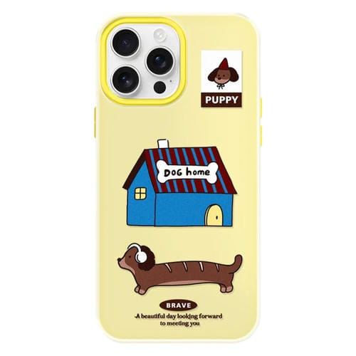 Funda híbrida TPU y PC iPhone 15 Pro Tacto Sedoso y Gelatinoso (Casa de Perro Amarilla)