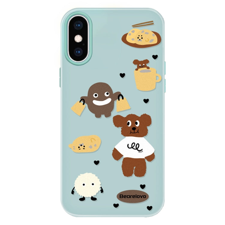 Funda híbrida TPU Policarbonato para iPhone X/Xs con tacto sedoso (Verde Claro Cachorro)