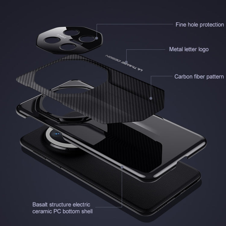 Funda para Teléfono Huawei Mate 70 Platinum con Diseño de Imitación de Fibra de Carbono (Negra)