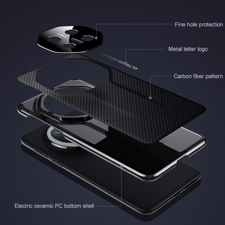 Funda premium de fibra de carbono con diseño de vanguardia para Huawei Pura 70 Pro / 70 Pro+ (blanca)