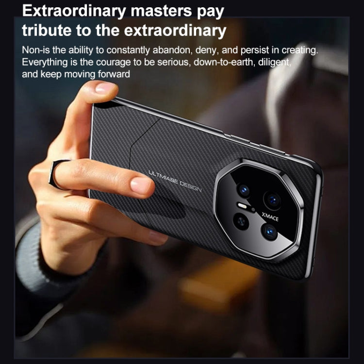Funda para Huawei Pura 70 Ultra Premium con imitación de fibra de carbono y diseño de vanguardia (negra)