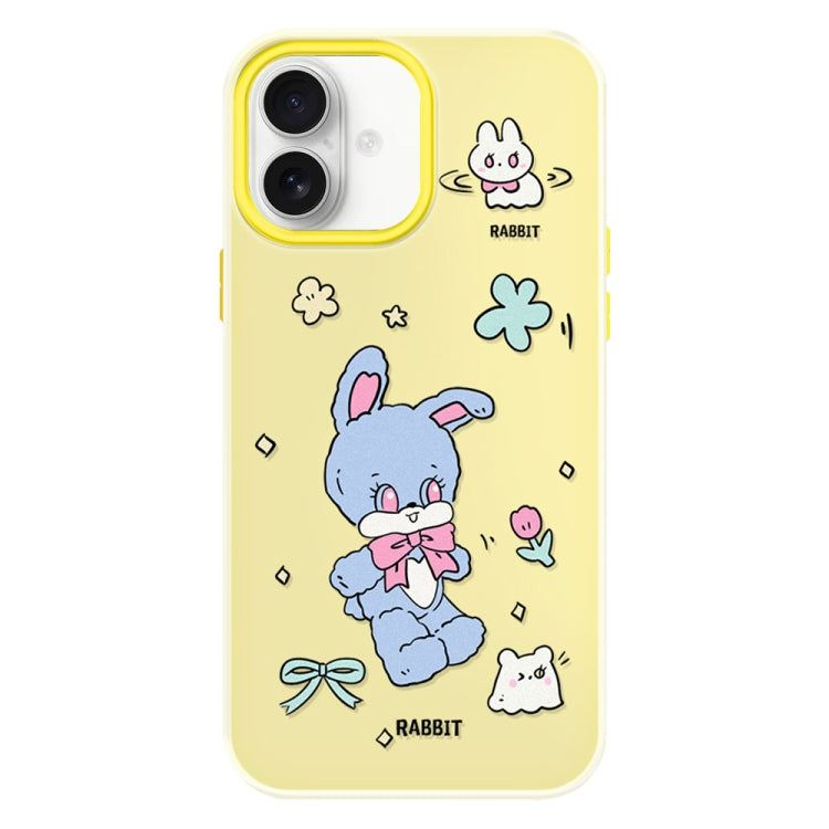 Funda híbrida TPU y Policarbonato iPhone 16 Tacto Sedoso (Azul Conejo Amarillo)