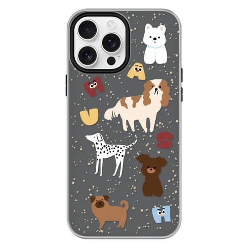 Funda híbrida TPU Policarbonato iPhone 15 Pro Max Cachorro Inglés (Negro)