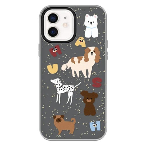 Funda híbrida TPU y Policarbonato iPhone 12 Cachorro Inglés (Negro)
