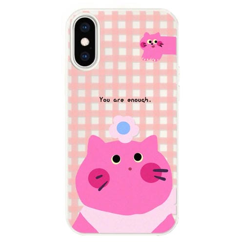 Funda híbrida TPU y PC iPhone X/Xs Tacto Sedoso (Gato Rosa y Blanco)