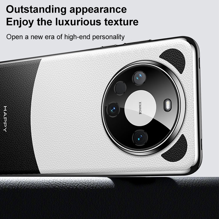 Funda de Cuero para Huawei Mate 40 Panda 2 Sencilla para PC (Negro y Blanco)