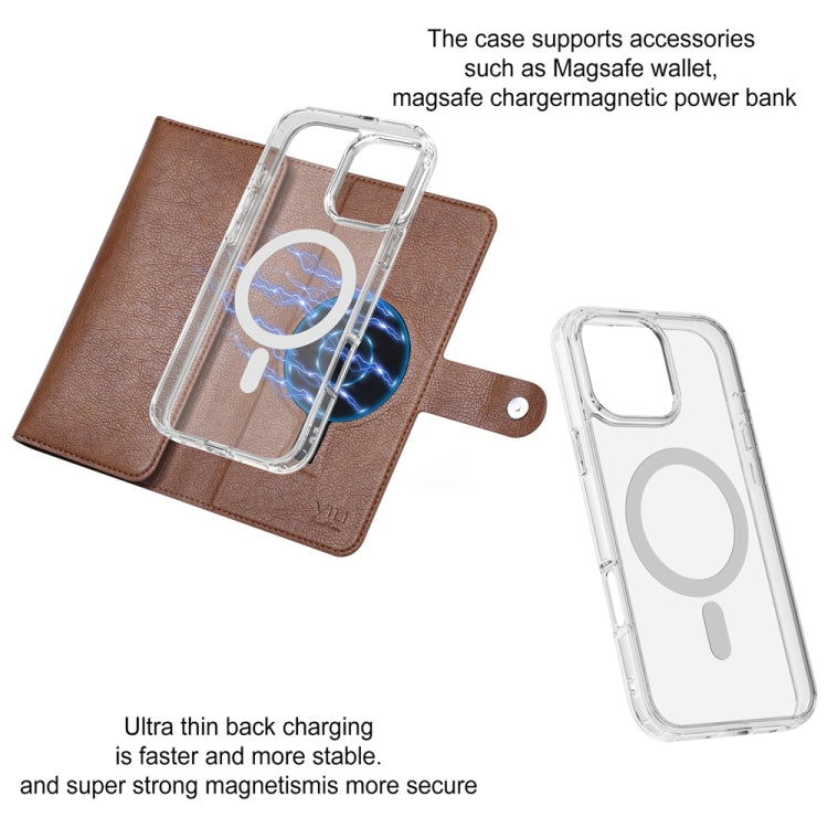 Funda de Cuero para iPhone 15 Pro Max Vili Gvs-C Series con Tapa Magnética Rfid Magsafe (Marrón)