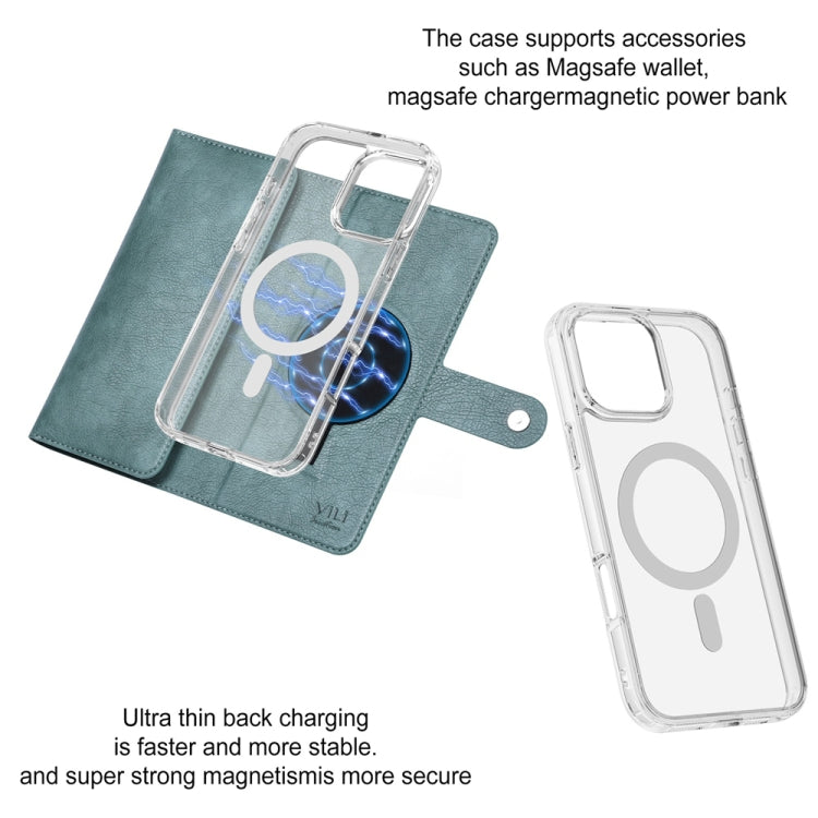 Funda de Cuero Vili Gvs-C Series para iPhone 15 Plus con Tapa Magnética Rfid Magsafe (Verde)