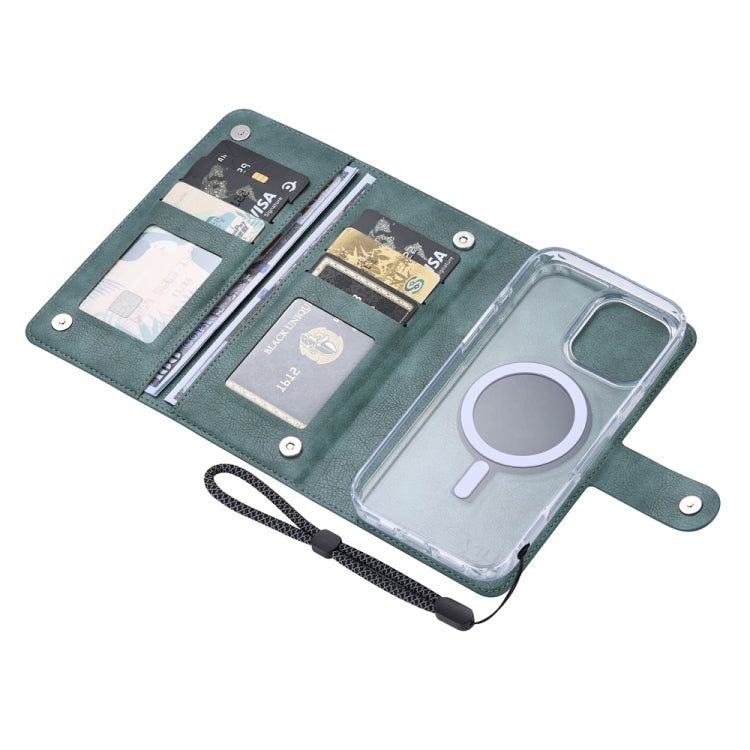 Funda de Cuero Vili Gvs-C Series para iPhone 15 Plus con Tapa Magnética Rfid Magsafe (Verde)