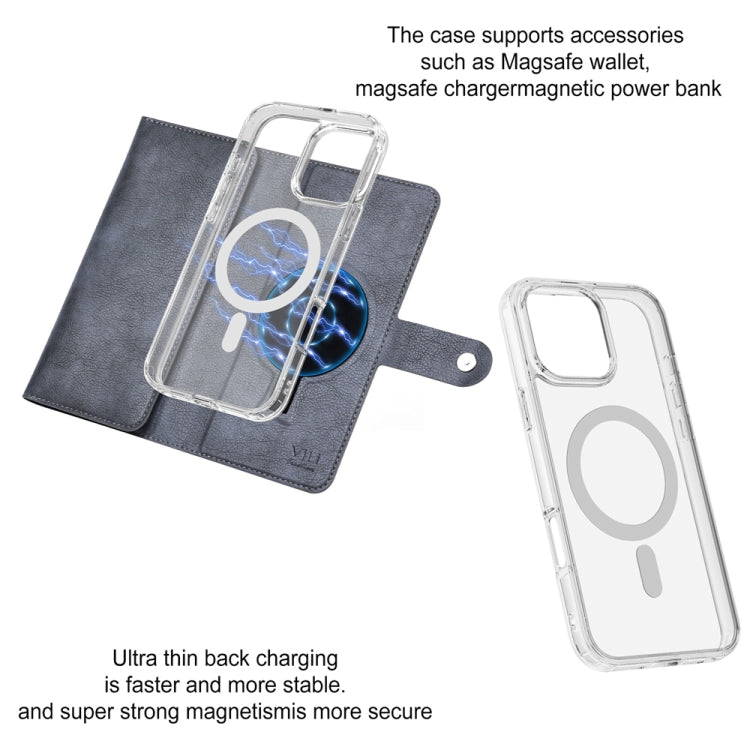 Funda de Cuero con Tapa Magnética Rfid Magsafe para iPhone 14 Pro Vili Gvs-C Series (Gris)
