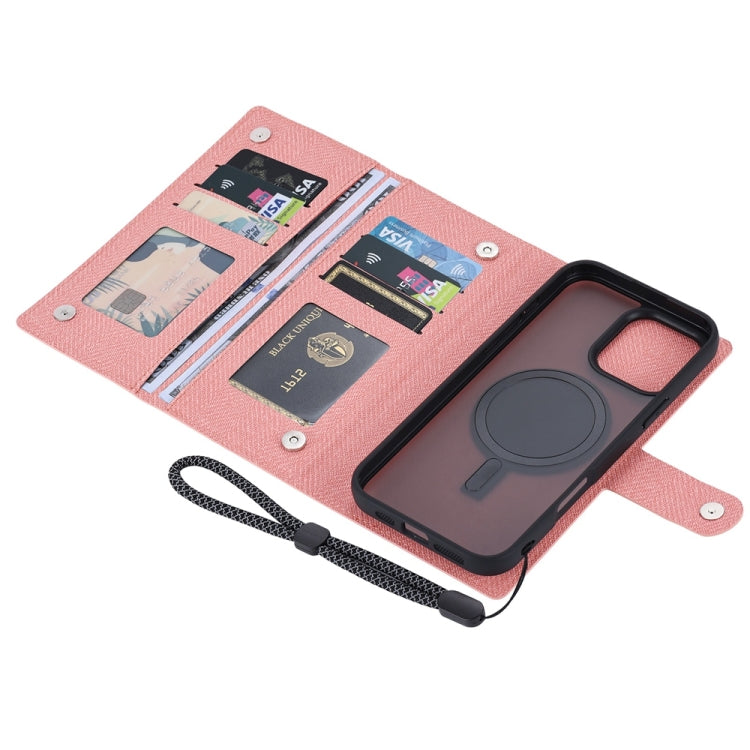 Funda de Cuero con Tapa Magnética Rfid Magsafe para iPhone 15 Pro Vili Gbs Series (Rosa)
